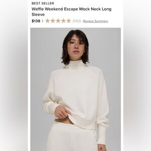 ALO Waffle Weekend Escape Mock Neck Long Sleeve
